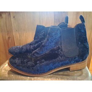 TOMS Ella Velvet Chelsea Ankle Bootie Navy Blue Size 7 NEW $100